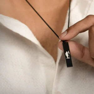 Shiv Mini Tag Necklace - Black